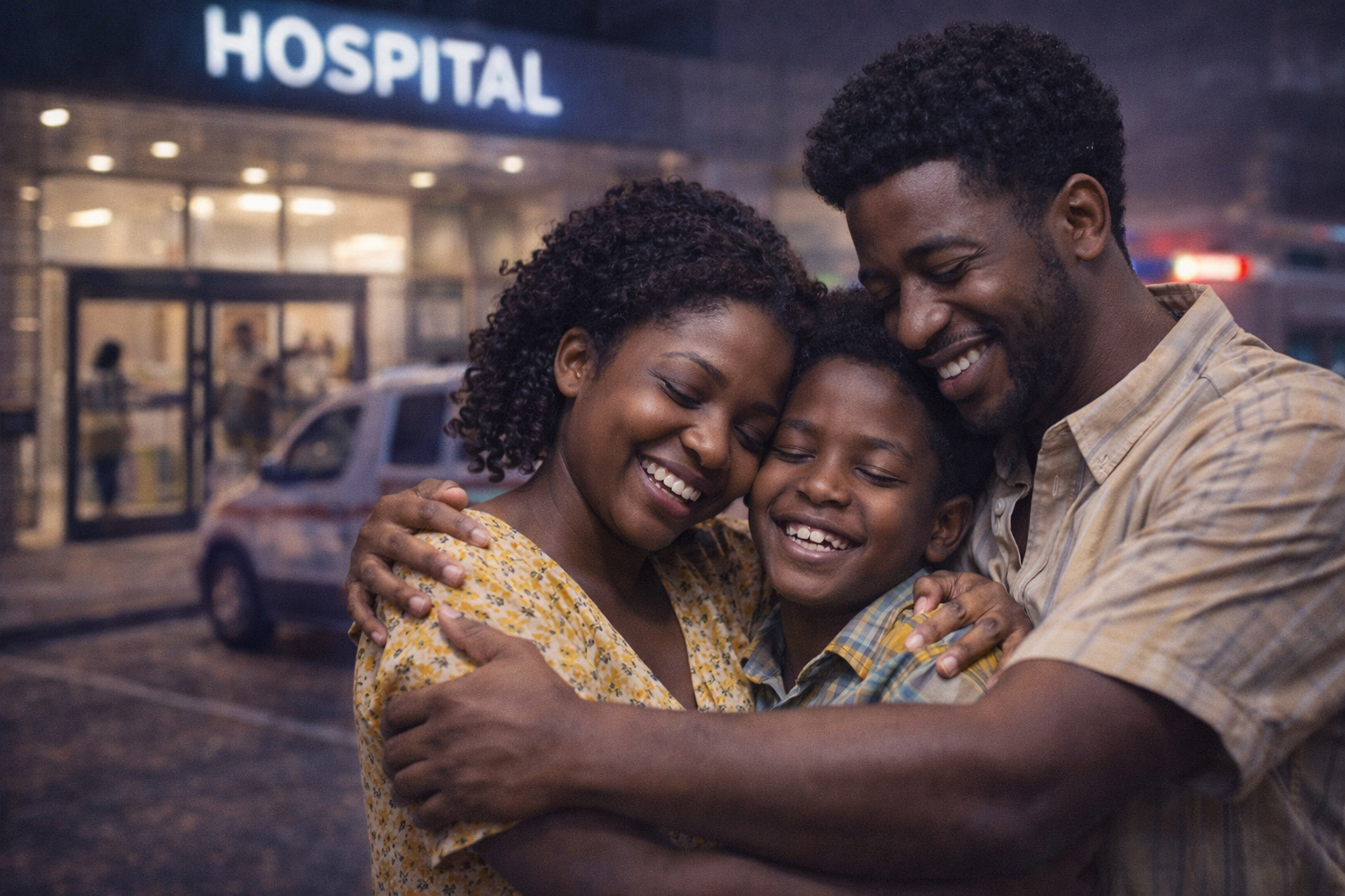 Family reunited after successful hospital visit